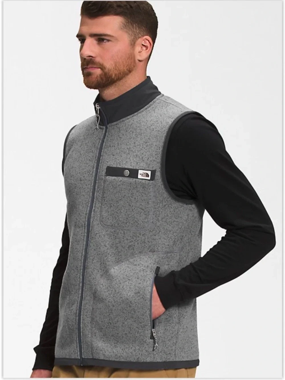 The North Face Gordon Lyons Full Zip Fleece Vest | Gray Heather | L